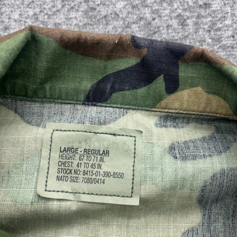 Woodland Camo BDU Jacket Large Regular Hot Weather Combat Coat US Navy